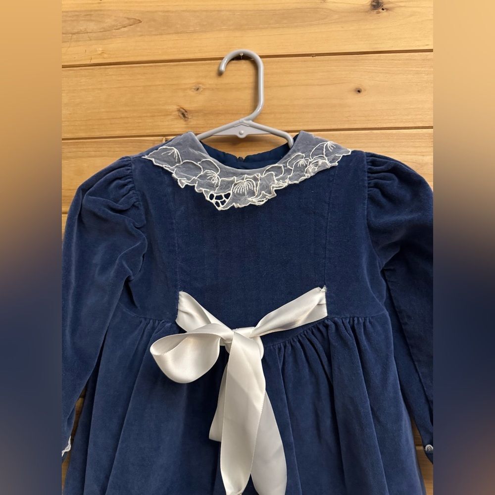 Bundle Vintage Girls Size 4 Ditsy Floral Crushed Velvet Lace Holidays Dress - Picture 10 of 16